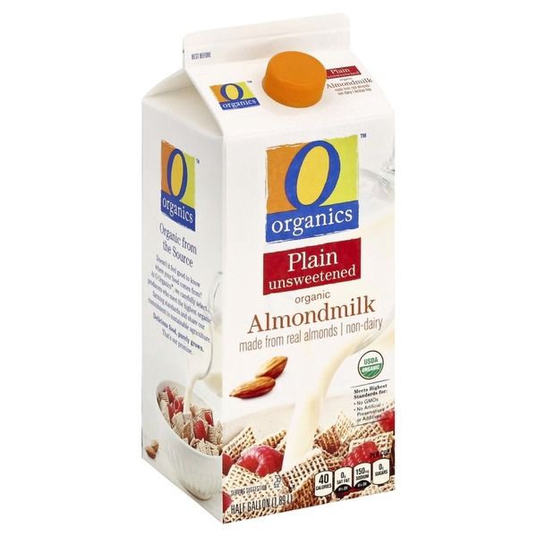 slide 1 of 1, O Organics Unsweetened Original Organic Almondmilk, 1/2 gal