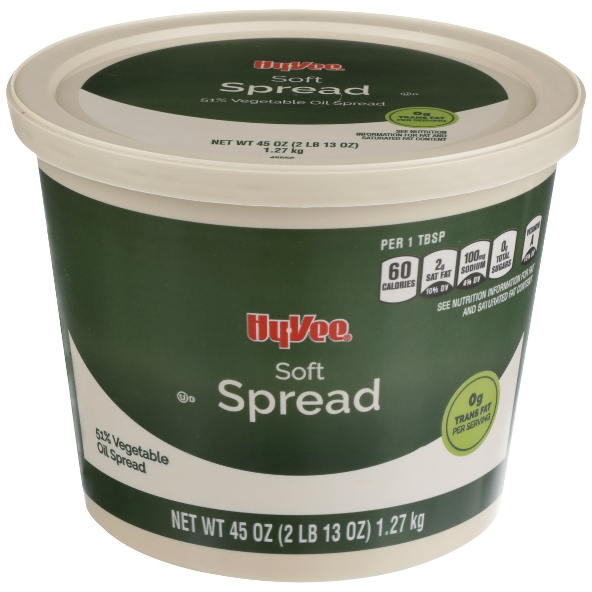 slide 1 of 1, Hy-vee 51% Vegetable Oil Soft Spread, 45 oz