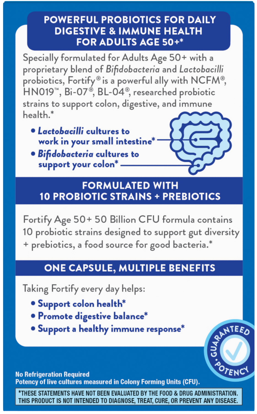 slide 4 of 5, Nature's Way Fortify 50 Billion Daily Probiotic Adults 50+, 30 ct