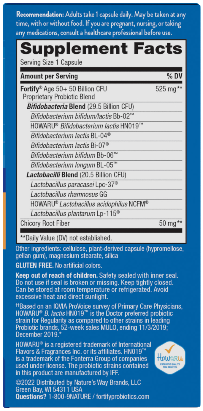 slide 2 of 5, Nature's Way Fortify 50 Billion Daily Probiotic Adults 50+, 30 ct