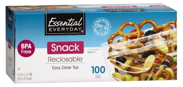 slide 1 of 1, Essential Everyday Snack Snack Bag Reclos, 100 ct