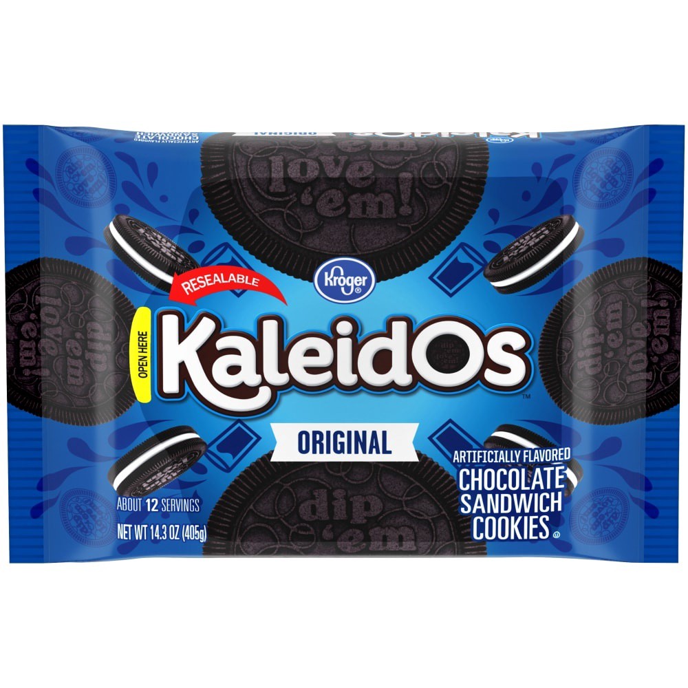 slide 1 of 4, Kroger Kaleidos Original Chocolate Sandwich Cookies, 14.3 oz
