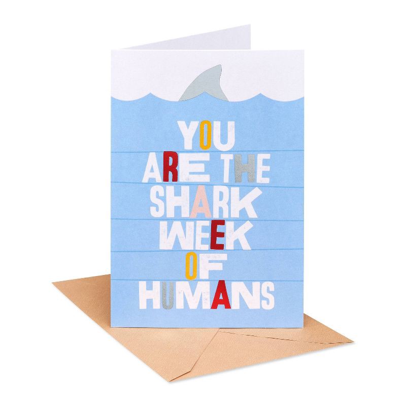 slide 1 of 5, American Greetings Thinking of You Card 'shark Week of Humans', 1 ct