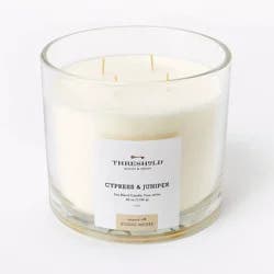 Threshold designed w/Studio McGee 40oz Clear Glass Cypress & Juniper Candle White - Threshold™ designed with Studio McGee: Soy Wax Blend, 70hr Burn Time