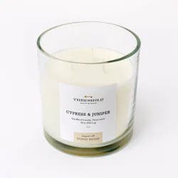 Threshold designed w/Studio McGee 3-Wick 18oz Clear Glass Cypress & Juniper Candle White - Threshold™ designed with Studio McGee: Soy Blend, 50hr Burn Time
