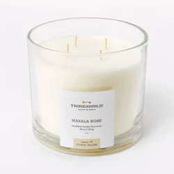 Threshold designed w/Studio McGee 40oz Clear Glass Masala Rose Candle White - Threshold™ designed with Studio McGee: Soy Blend, 70hr Burn Time, 4-Wick