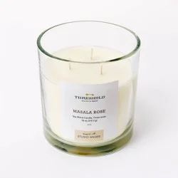 Threshold designed w/Studio McGee 3-Wick 18oz Clear Glass Masala Rose Candle White - Threshold™ designed with Studio McGee: Soy & Paraffin Wax Blend, 50hr Burn Time