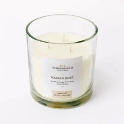 Threshold designed w/Studio McGee 3-Wick 18oz Clear Glass Masala Rose Candle White - Threshold™ designed with Studio McGee: Soy & Paraffin Wax Blend, 50hr Burn Time