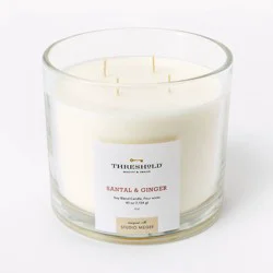 Threshold designed w/Studio McGee 40oz Clear Glass Santal & Ginger Candle White - Threshold™ designed with Studio McGee: Soy Blend, 4-Wick, 70hr Burn Time