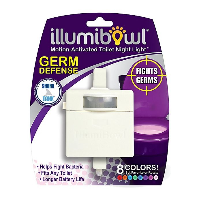 slide 2 of 2, IllumiBowl Never Fall Germ Defense Activated Toilet Night Light - White, 1 ct