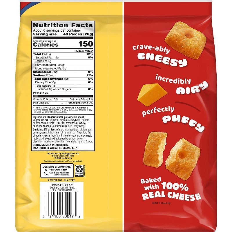 slide 7 of 7, Cheez-It Puff'd Double Cheese Crackers - 5.75oz, 5.75 oz