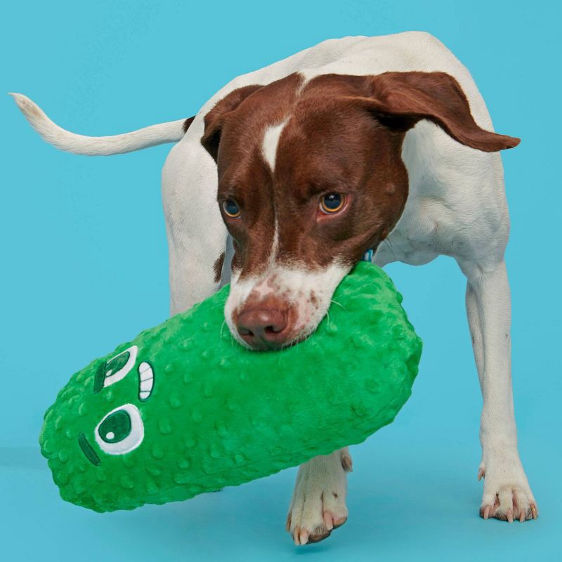 slide 3 of 5, BARK Big Dill Bill Pickle Dog Toy - Green, 1 ct