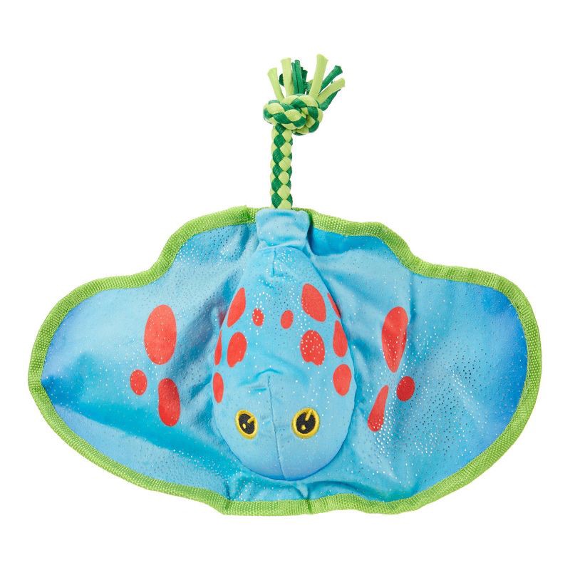 slide 2 of 7, BARK Manny Ray Under the Seams Dog Toy - Blue/Red/Green, 1 ct