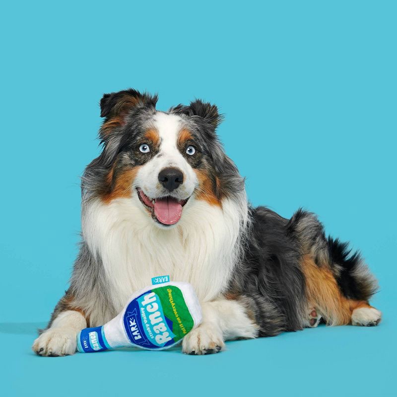 slide 4 of 7, BARK Stinky Valley Ranch Junk Food Dog Toy - White/Blue/Green, 1 ct