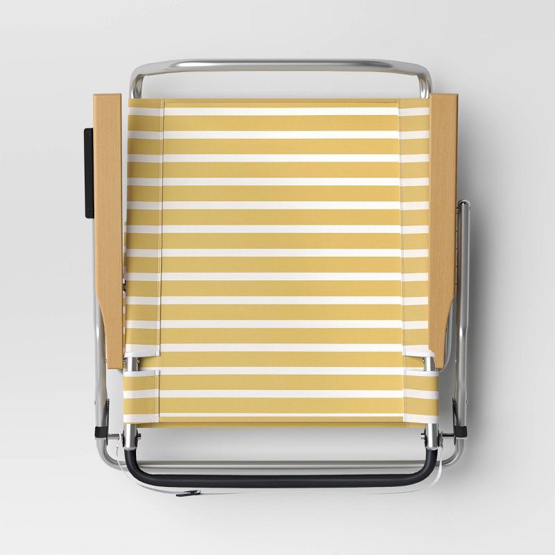 slide 7 of 7, 5 Position Beach Chair with Aluminum Frame & Wood Arms - Yellow - Threshold, 1 ct