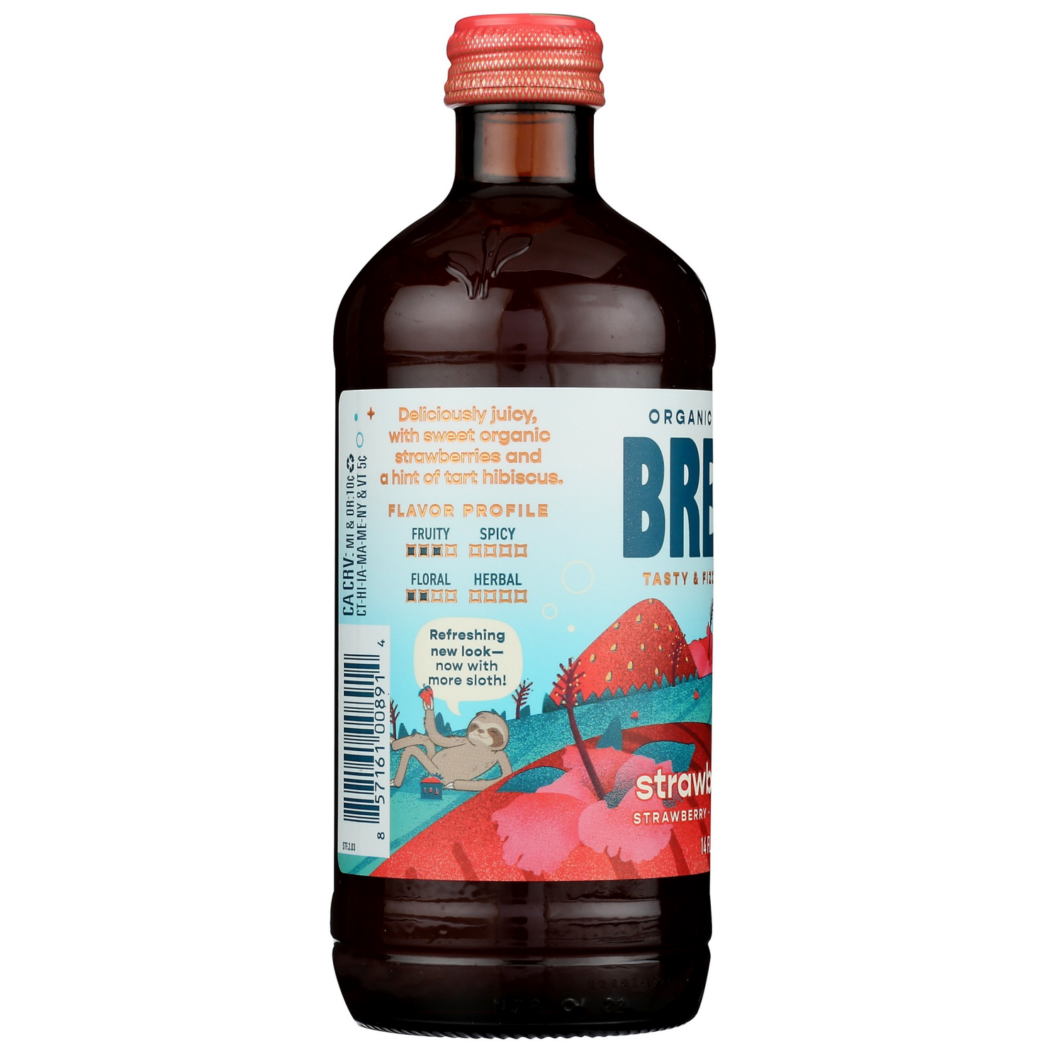 slide 2 of 3, Brew Dr. Kombucha, Organic, Strawberry Fields - 14 oz, 14 oz