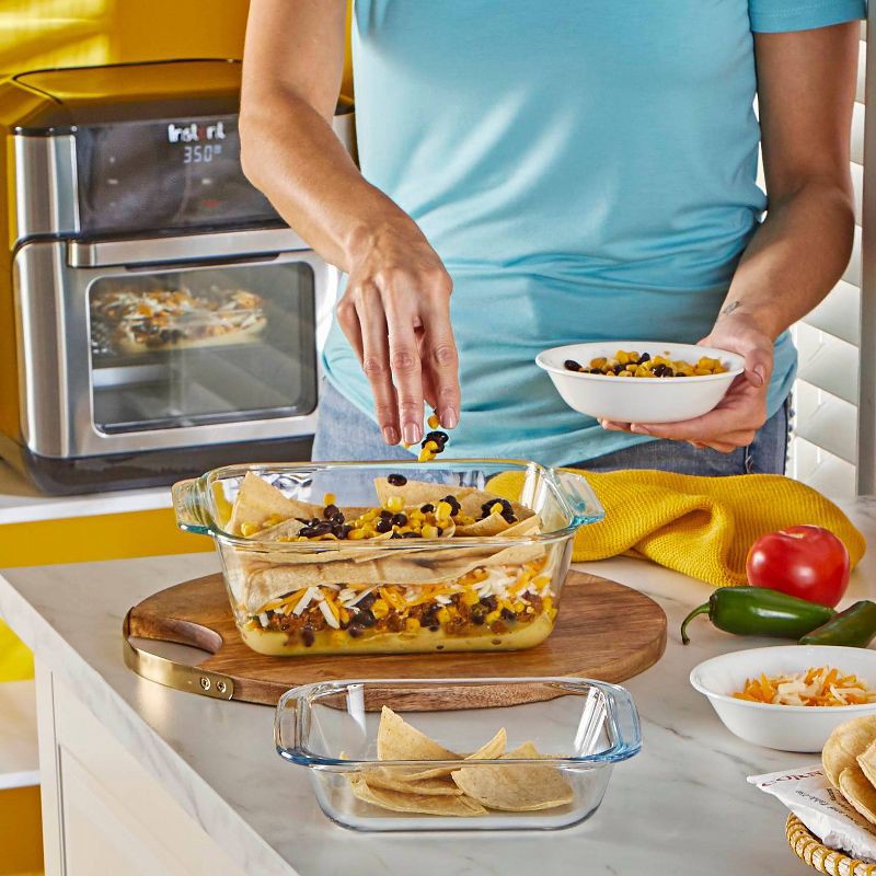 slide 6 of 8, Pyrex 8"x8" Deep Dish Baker: Glass Baking Dish, Square, Oven & Microwave Safe, 2.5 Qt Capacity, Dishwasher & Freezer Safe, 2.5 qt