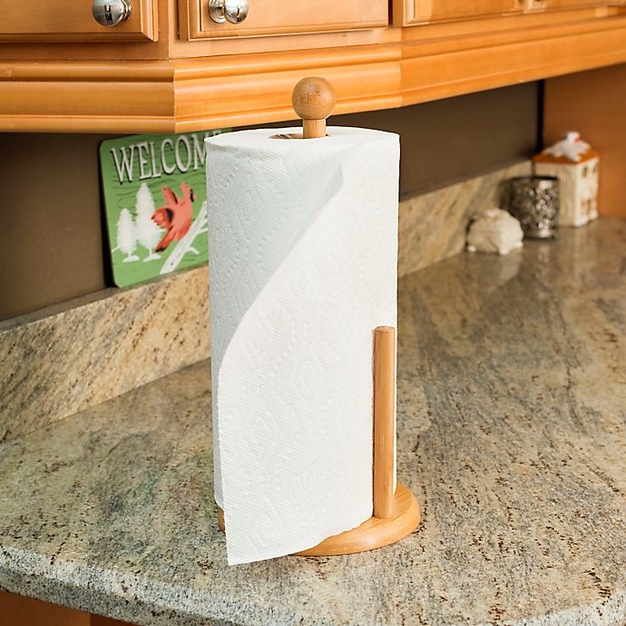 slide 2 of 2, Home Basics Bamboo Paper Towel Holder, 1 ct