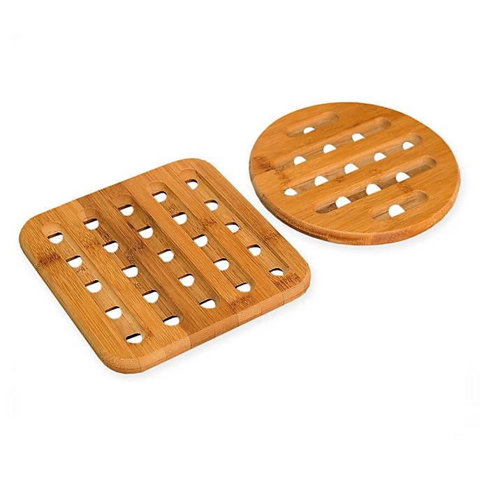 slide 1 of 2, Home Basics Bamboo Trivet Set, 2 ct