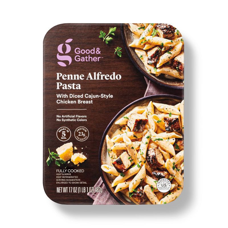 slide 1 of 4, Penne Alfredo Pasta with Cajun Chicken - 17oz - Good & Gather™, 17 oz