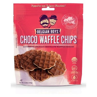 slide 1 of 2, Belgian Boys Choco Waffle Chips, 8 oz