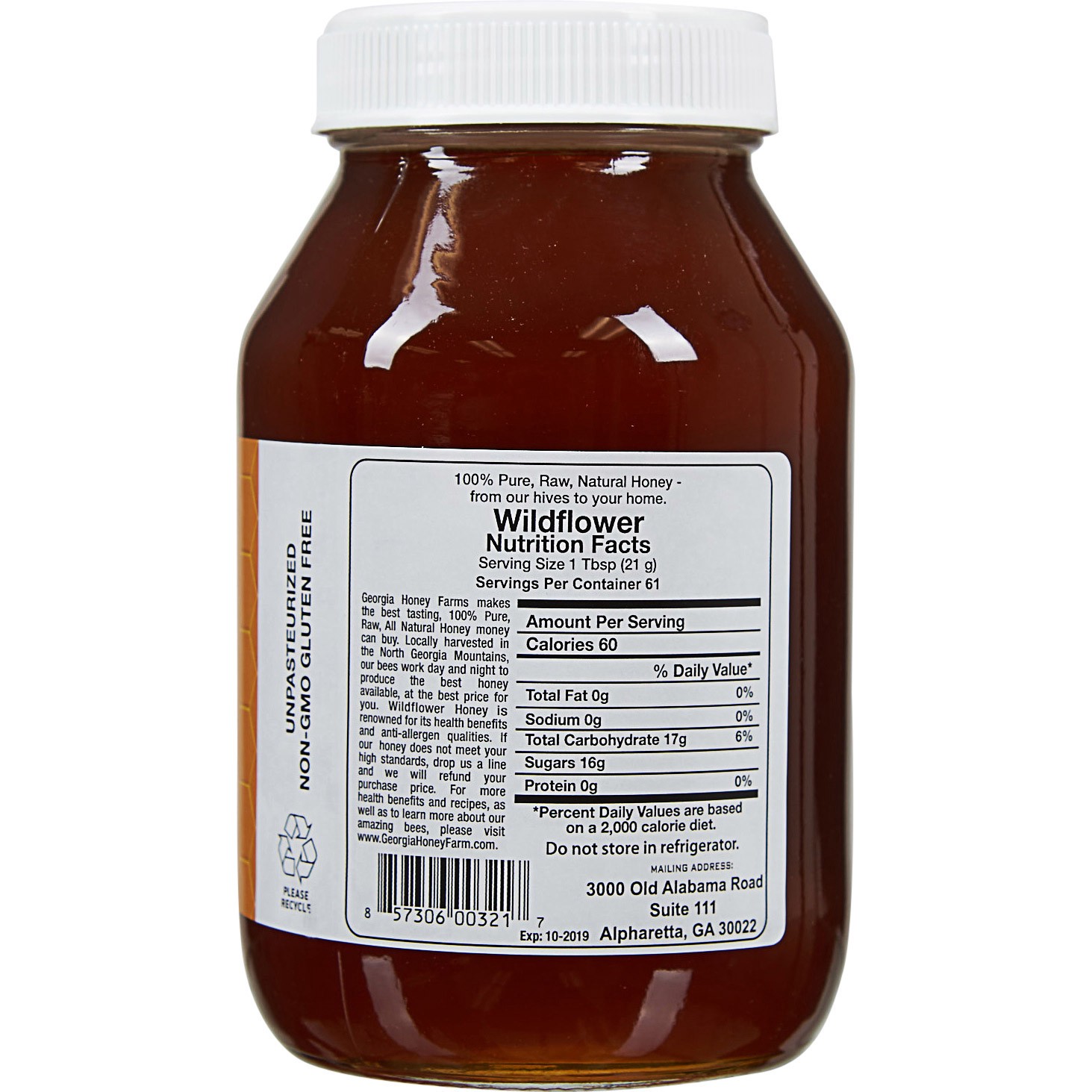 slide 2 of 2, Georgia Honey Farm Raw Wildflower Honey, 45 oz, 