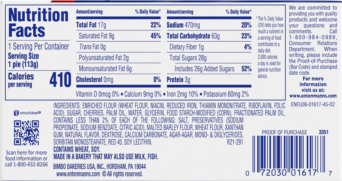 slide 6 of 7, Entenmann's Cherry Pie, 4 oz, Mini Pies, Box, 3.5 oz