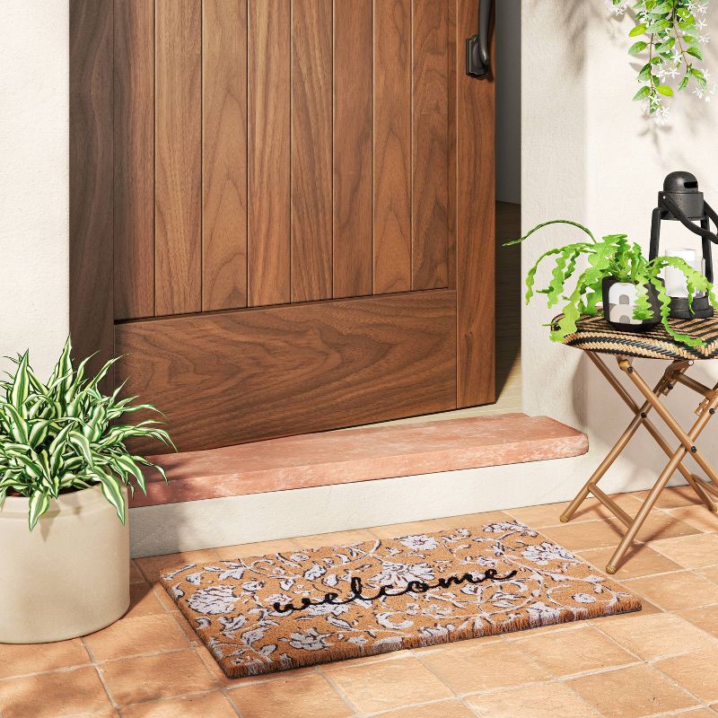 slide 3 of 4, 1'6"x2'6" Dune Floral Welcome Outdoor Doormat - Threshold™, 1 ct