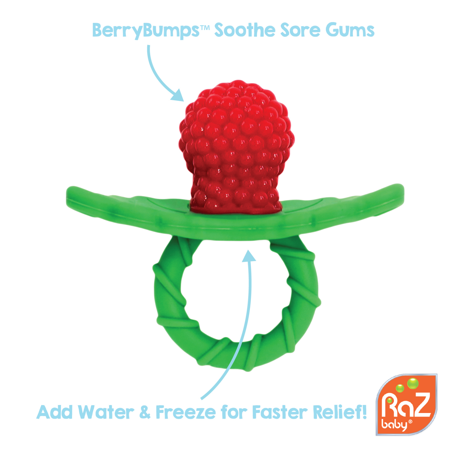 slide 2 of 5, RaZbaby RaZberry Silicone Teether 2PK (Red & Blue), 2 ct