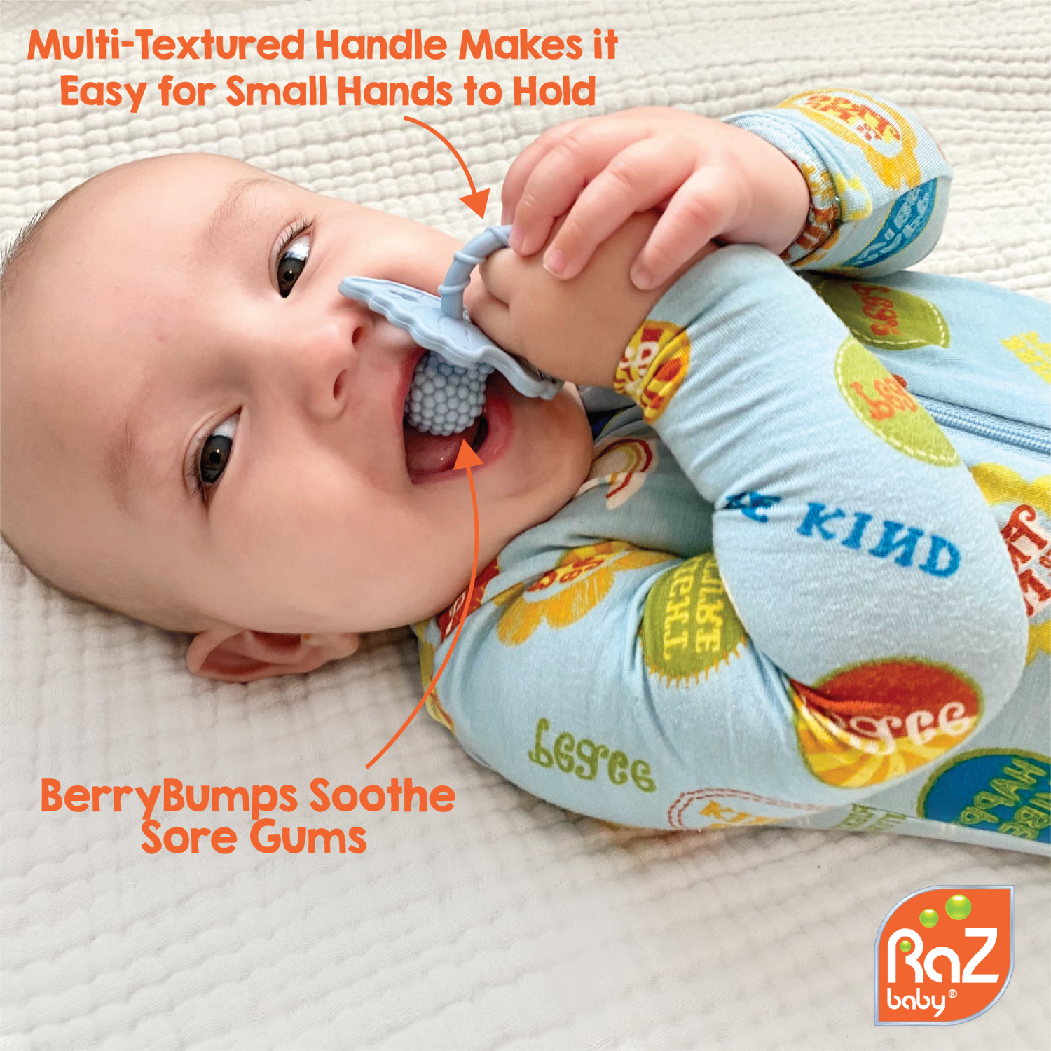 slide 3 of 5, RaZbaby RaZberry Silicone Teether 2PK (Red & Blue), 2 ct