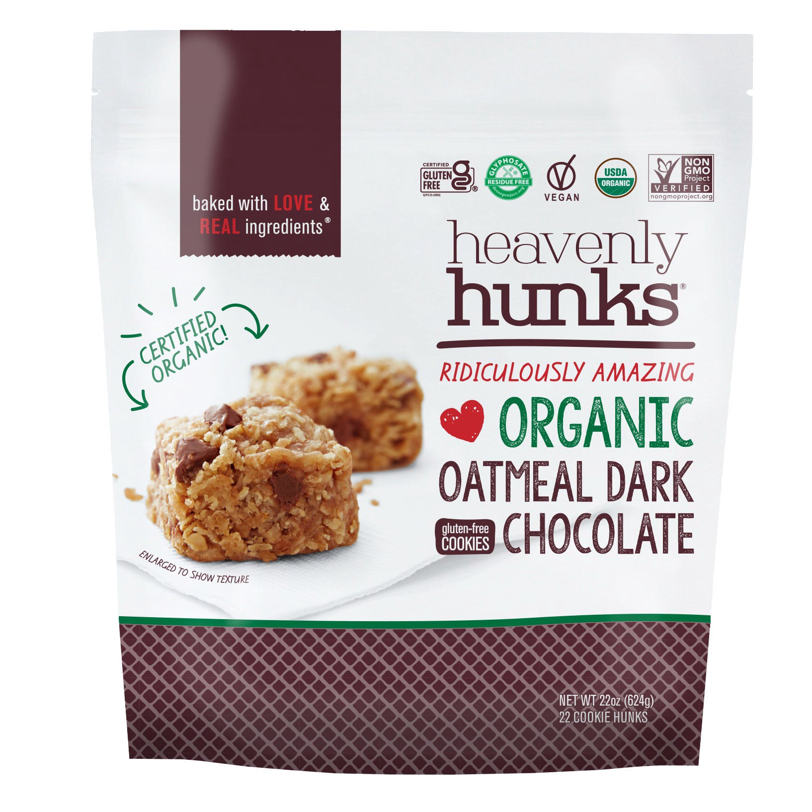 slide 1 of 2, E&C's Heavenly Hunks Organic Oatmeal Dark Chocolate Cookies, 22 oz, 