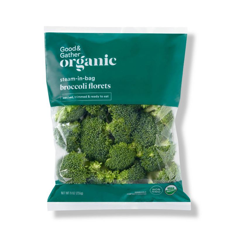 slide 1 of 4, Organic Steam-in-Bag Broccoli Florets - 9oz - Good & Gather™, 9 oz