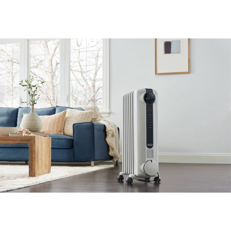 slide 4 of 11, DeLonghi Radiator Heater: Oil Filled, Electric Space Heater, Indoor Use, Programmable Timer, 3 Settings, 1500W, ETL Listed, 1 ct