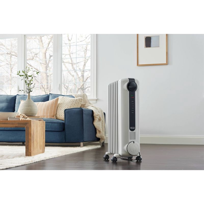 slide 5 of 11, DeLonghi Radiator Heater: Oil Filled, Electric Space Heater, Indoor Use, Programmable Timer, 3 Settings, 1500W, ETL Listed, 1 ct