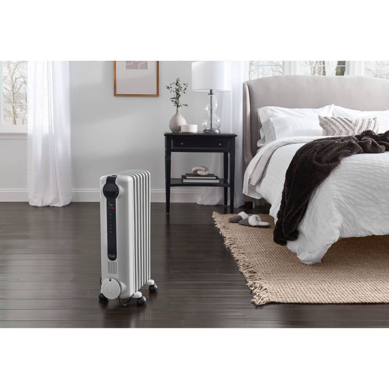 slide 5 of 11, DeLonghi Radiator Heater: Oil Filled, Electric Space Heater, Indoor Use, Programmable Timer, 3 Settings, 1500W, ETL Listed, 1 ct