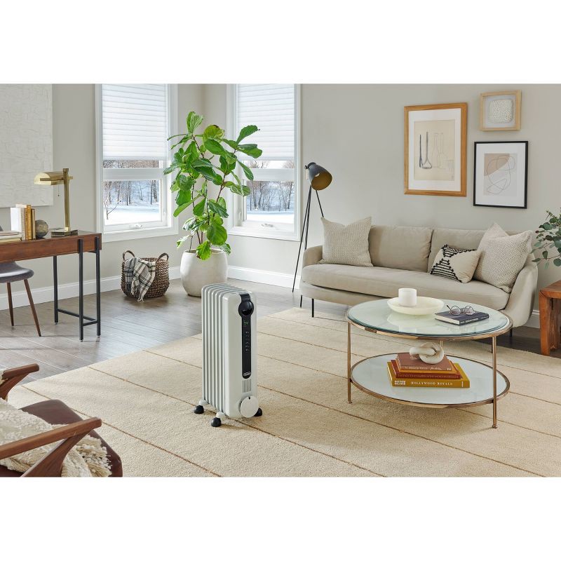 slide 7 of 11, DeLonghi Radiator Heater: Oil Filled, Electric Space Heater, Indoor Use, Programmable Timer, 3 Settings, 1500W, ETL Listed, 1 ct