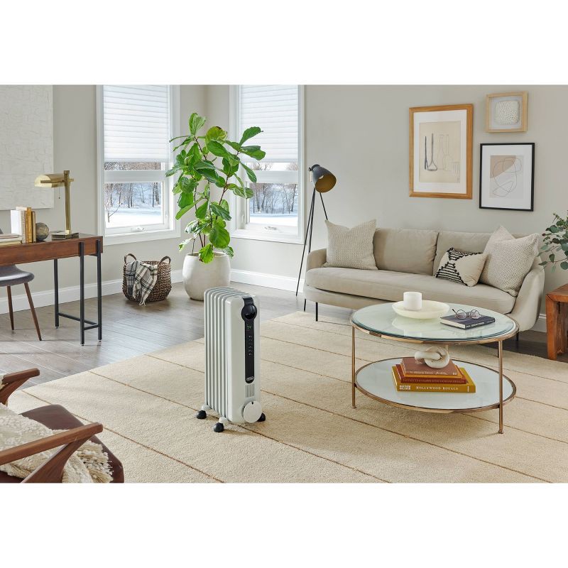 slide 6 of 11, DeLonghi Radiator Heater: Oil Filled, Electric Space Heater, Indoor Use, Programmable Timer, 3 Settings, 1500W, ETL Listed, 1 ct