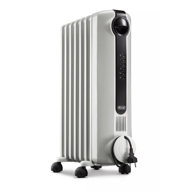 slide 1 of 11, DeLonghi Radiator Heater: Oil Filled, Electric Space Heater, Indoor Use, Programmable Timer, 3 Settings, 1500W, ETL Listed, 1 ct