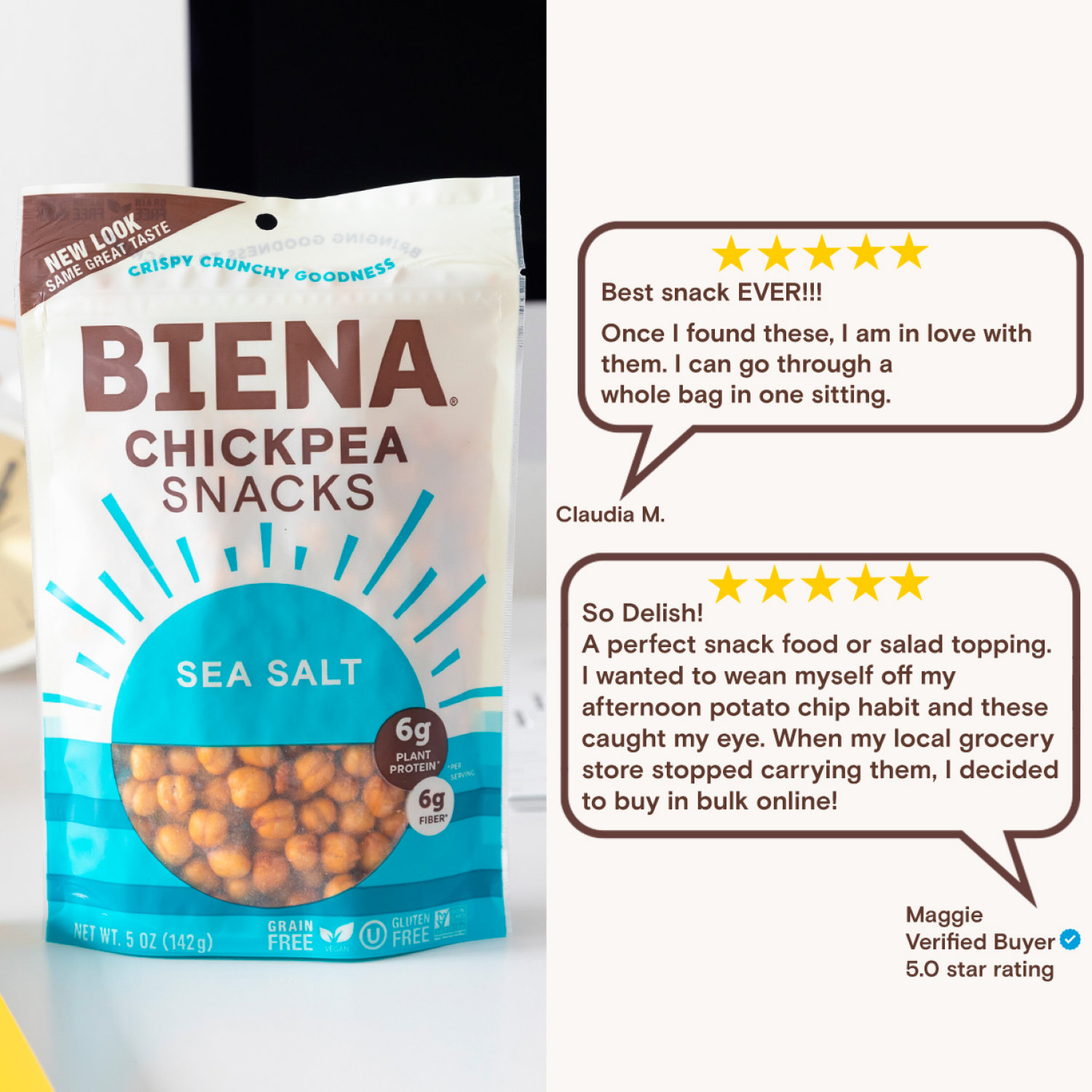 slide 6 of 6, Biena Sea Salt Chickpea Snacks 5 oz, 5 oz