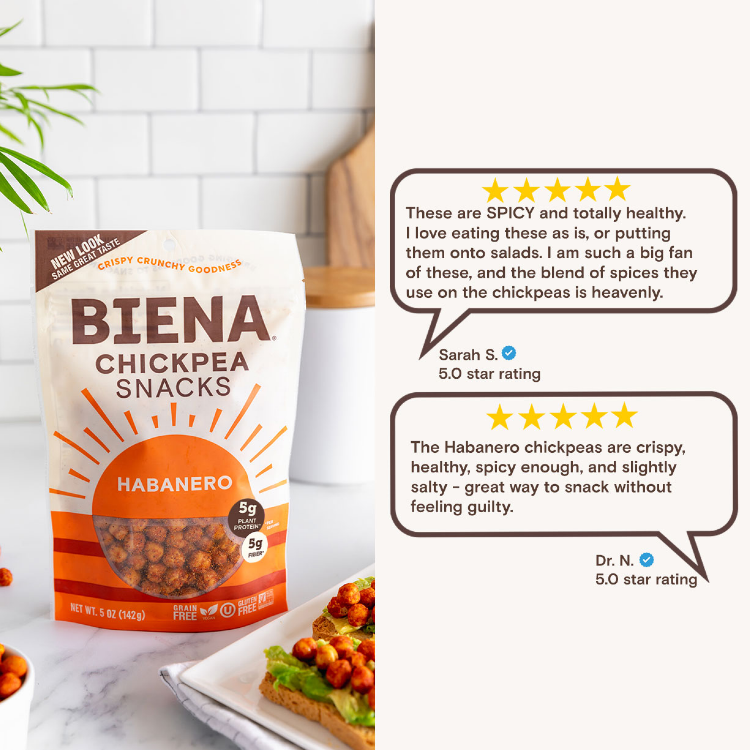 slide 2 of 4, Biena Habanero Chickpea Snacks 5 oz, 5 oz