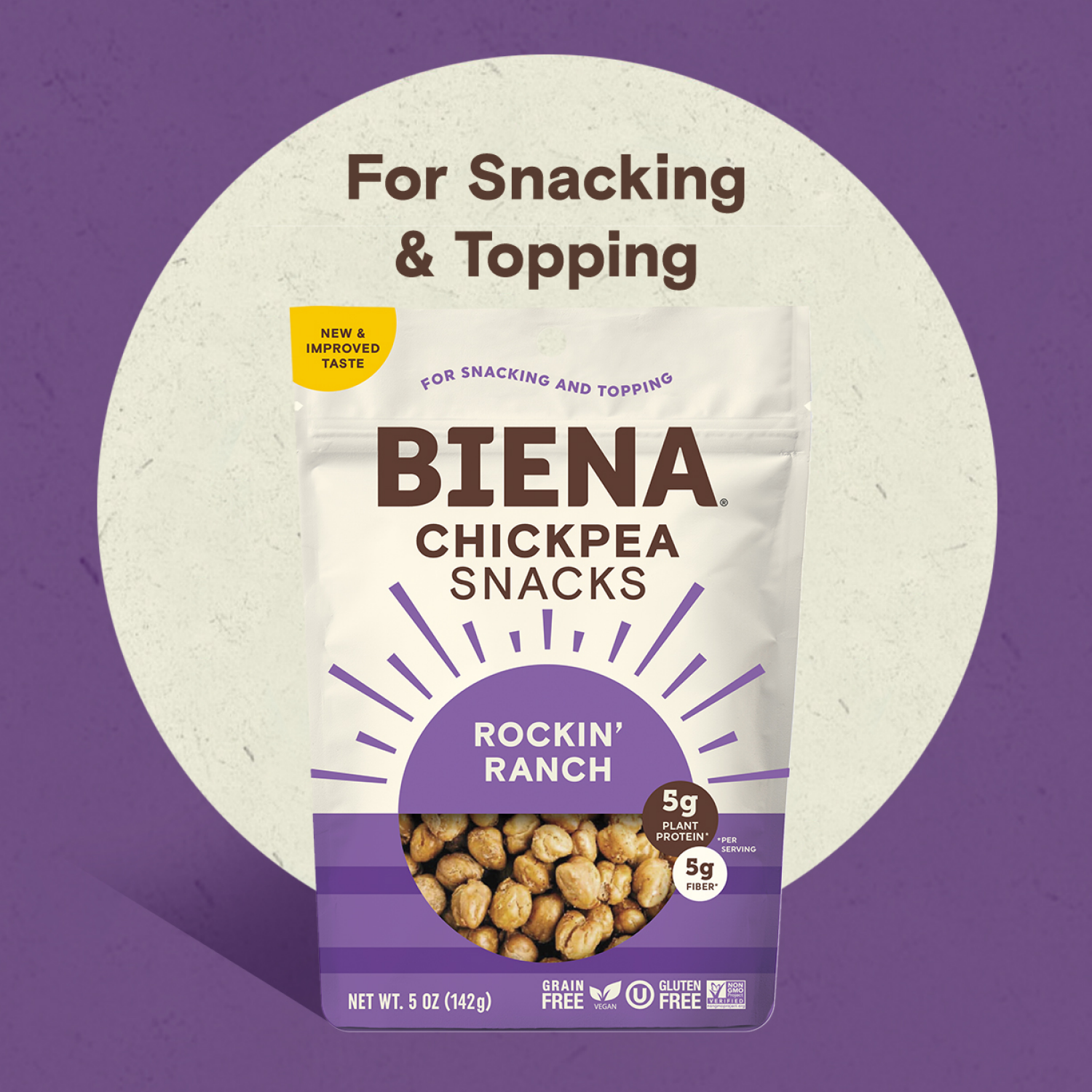 slide 3 of 6, Biena Rockin' Ranch Chickpea Snacks 5 oz, 5 oz