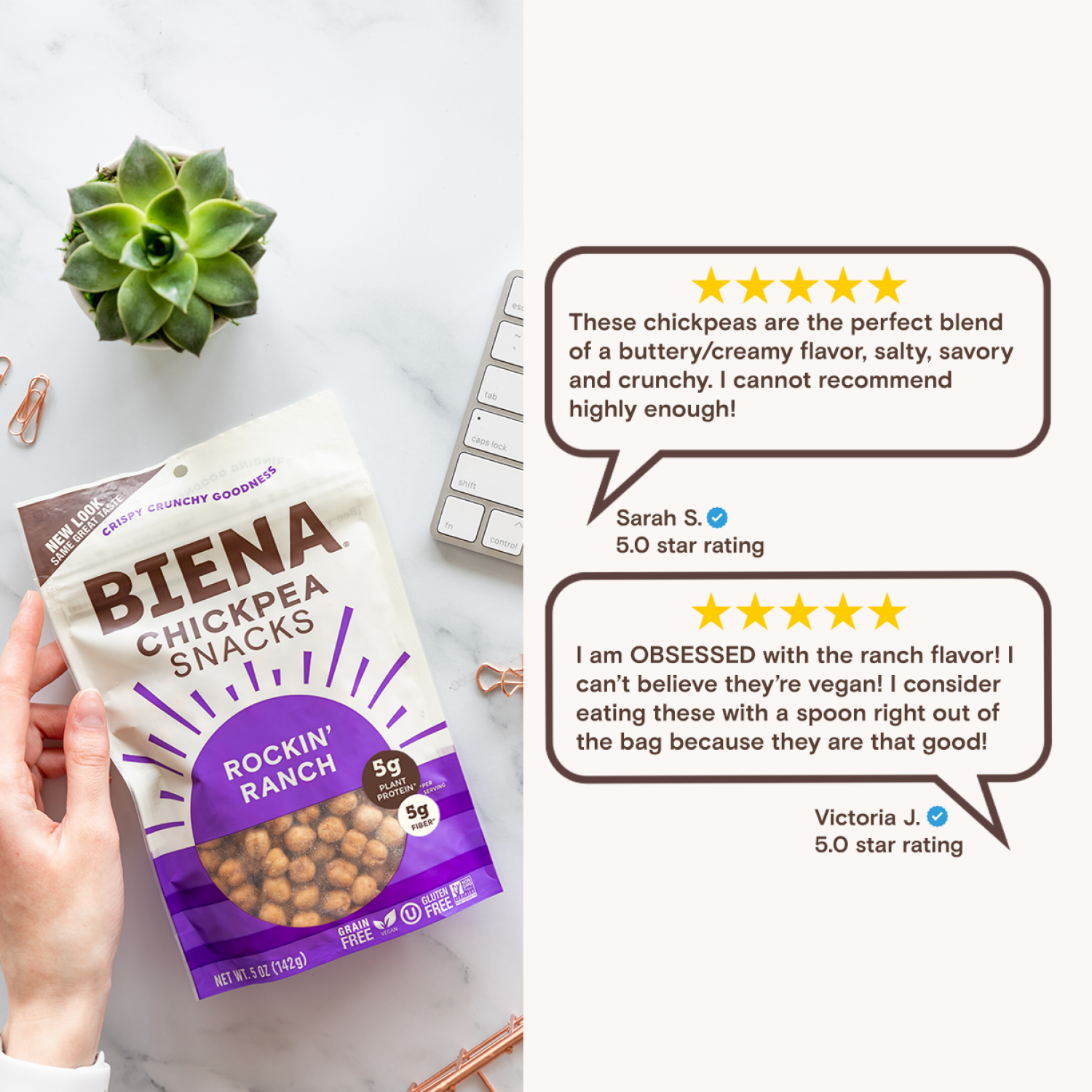 slide 6 of 6, Biena Rockin' Ranch Chickpea Snacks 5 oz, 5 oz