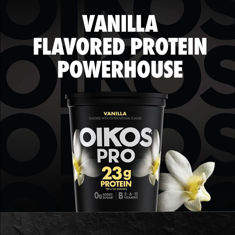 slide 3 of 12, Oikos Pro Vanilla Greek Yogurt - 23g Protein 32oz, 23 gram, 32 oz