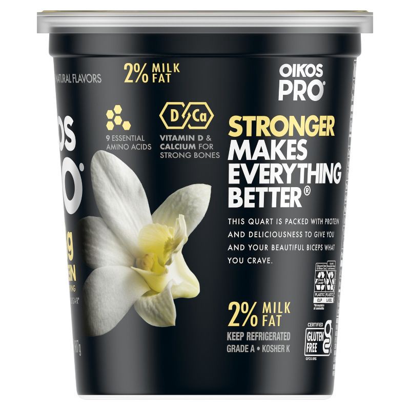 slide 11 of 12, Oikos Pro Vanilla Greek Yogurt - 23g Protein 32oz, 23 gram, 32 oz