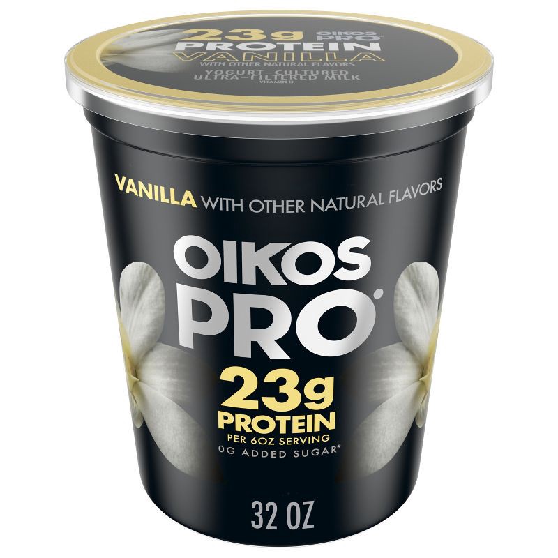 slide 1 of 12, Oikos Pro Vanilla Greek Yogurt - 23g Protein 32oz, 23 gram, 32 oz
