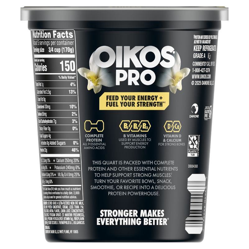 slide 11 of 12, Oikos Pro Vanilla Greek Yogurt - 23g Protein 32oz, 23 gram, 32 oz