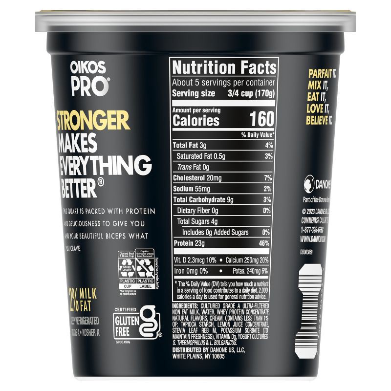 slide 10 of 12, Oikos Pro Vanilla Greek Yogurt - 23g Protein 32oz, 23 gram, 32 oz