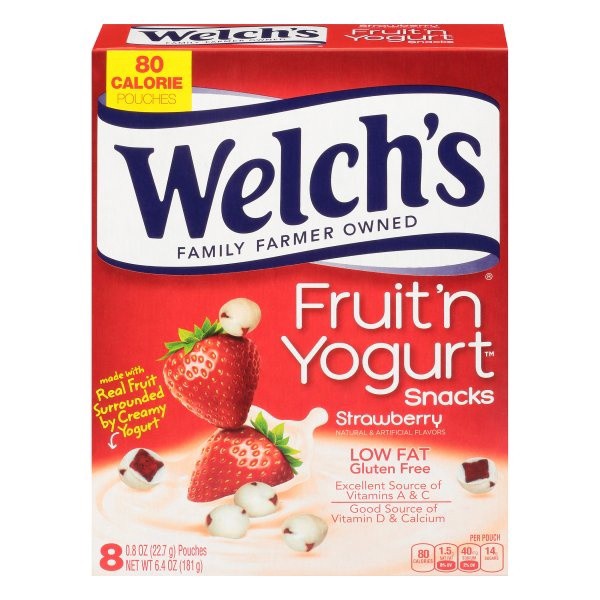 slide 1 of 9, Welch's Strawberry Fruit 'n Yogurt Snacks 8-0.8 oz. Pouches, 8 ct; 08 oz