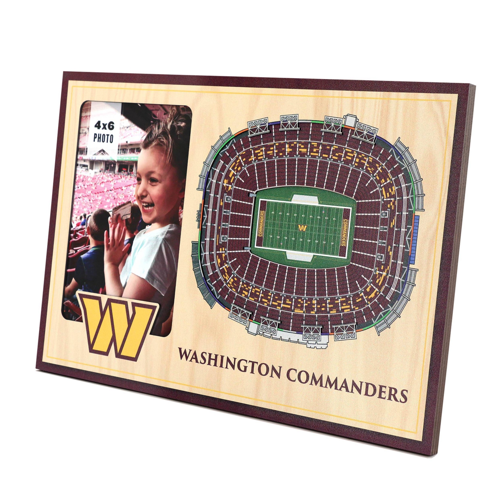 slide 1 of 5, NFL Washington Commanders 4"x6" 3D Stadium View Picture Frame, 1 ct