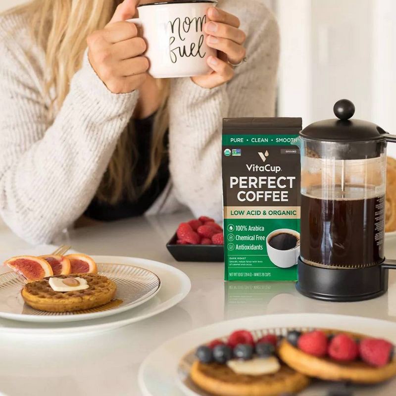 slide 2 of 4, VitaCup Perfect Low Acid Dark Roast Ground Coffee - 10oz, 10 oz